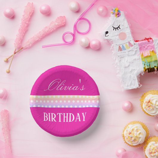 Bright Pink and Pola Dots  Papieren Kommen (Feest)