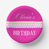 Bright Pink and Pola Dots  Papieren Kommen (Voorkant)