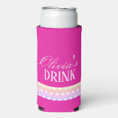 Bright Pink and Pola Dots Seltzer Blikjeskoeler (Seltzer Voorkant)