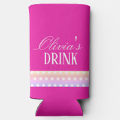 Bright Pink and Pola Dots Seltzer Blikjeskoeler (Achterkant)
