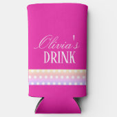 Bright Pink and Pola Dots Seltzer Blikjeskoeler (Voorkant)