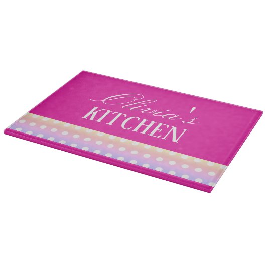 Bright Pink and Pola Dots  Snijplank (Hoek)
