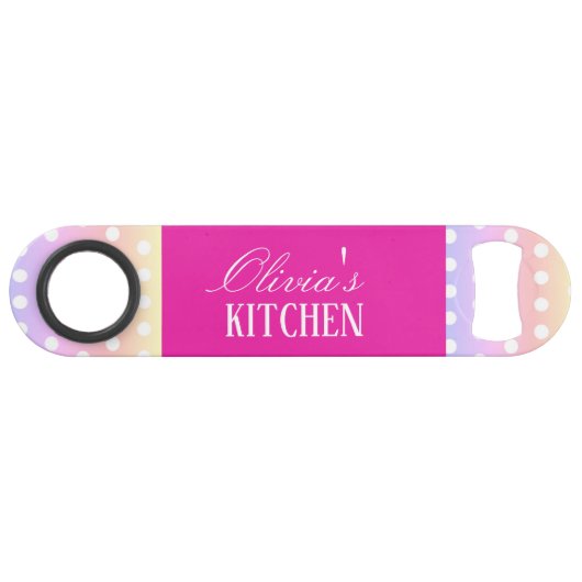 Bright Pink and Pola Dots  Speed Flessenopener (Voorkant (Horizontaal))