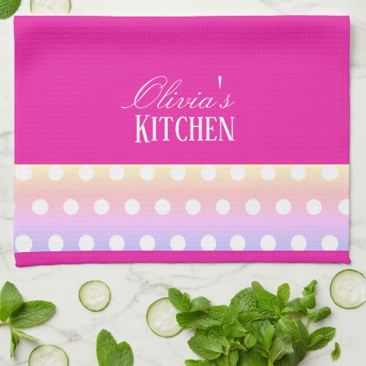 Bright Pink and Pola Dots Theedoek (Gevouwen)
