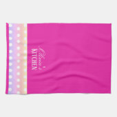 Bright Pink and Pola Dots Theedoek (Horizontaal)