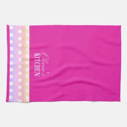 Bright Pink and Pola Dots Theedoek (Horizontaal)