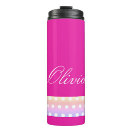 Bright Pink and Pola Dots  Thermosbeker