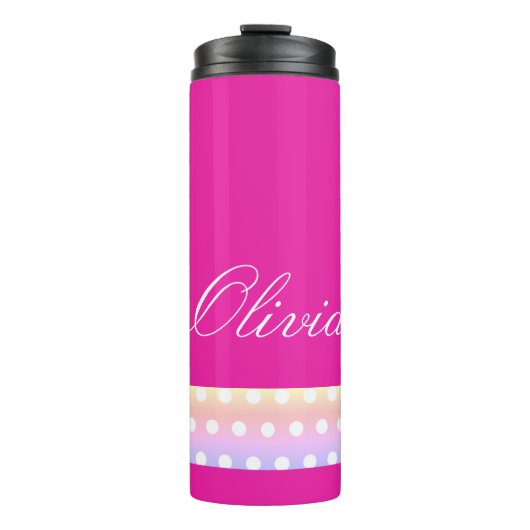 Bright Pink and Pola Dots  Thermosbeker (Voorkant)