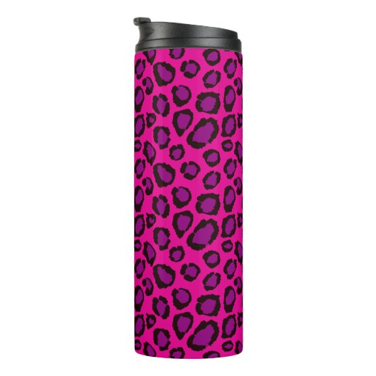 Bright Pink And Purple Leopard Print Pattern Thermosbeker (Geroteerd rechts)