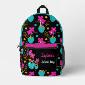 Bright Pink And Teal Whimisical Bedrukte Rugzak (Voorkant)