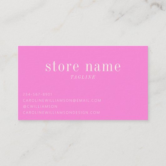 Bright Pink Bedankt Bericht Boutique Verpakking Visitekaartje (Achterkant)