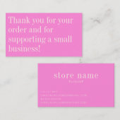 Bright Pink Bedankt Bericht Boutique Verpakking Visitekaartje (Voorkant / Achterkant)