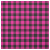 Bright Pink & Black Gingham Plaid Stof (Swatch)