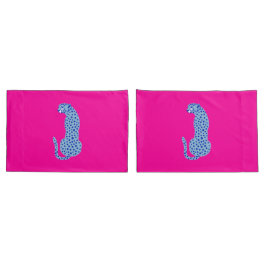Bright Pink & Blue Modern Cheetah Kussen Hoesje Se Kussensloop