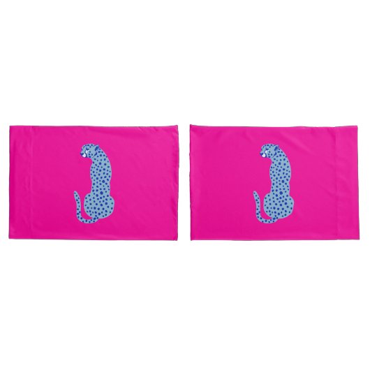 Bright Pink & Blue Modern Cheetah Kussen Hoesje Se Kussensloop (Achterkant-Set)