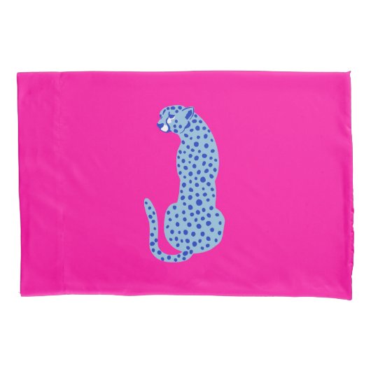 Bright Pink & Blue Modern Cheetah Kussen Hoesje Se Kussensloop (Voorkant-Links)