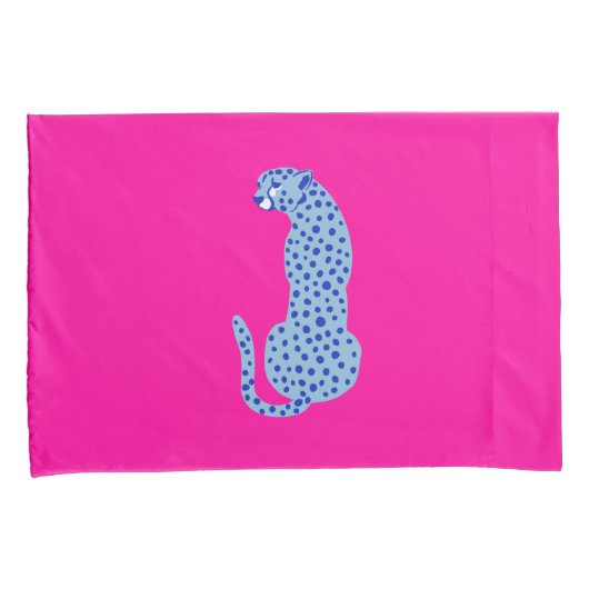 Bright Pink & Blue Modern Cheetah Kussen Hoesje Se Kussensloop (Voorkant-Rechts)
