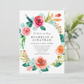 Bright Pink Blush Floral Wreath Christelijke bruil Kaart (Staand voorkant)