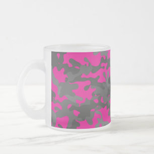 Bright Pink Camouflage Frosted Glass Mok