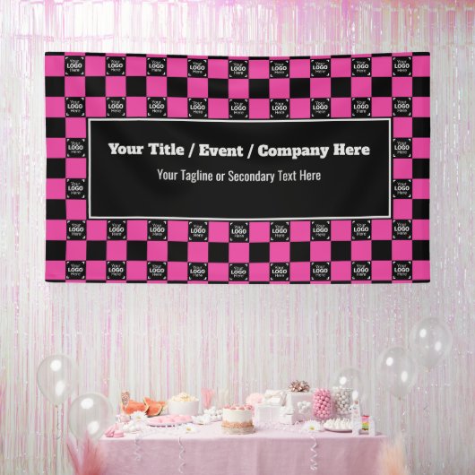 Bright Pink Check - Bedrijfsevenement / Trade Show Spandoek (Feest)