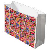 Bright Pink Chinoiserie Floral Groot Cadeauzakje (Voorkant Gekanteld)