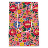Bright Pink Chinoiserie Floral Medium Cadeauzakje (Achterkant)