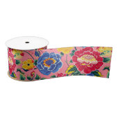 Bright Pink Chinoiserie Floral Satijnen Lint (Spoel)