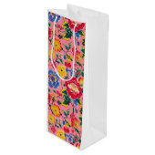 Bright Pink Chinoiserie Floral Wijn Cadeautas (Voorkant Gekanteld)