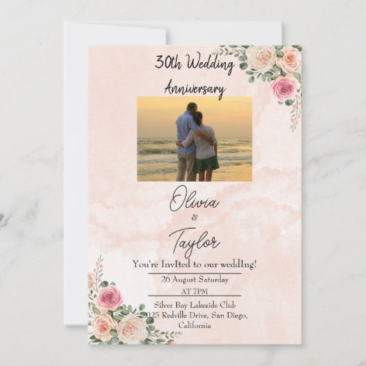 Bright Pink Cream Floral Wedding Jubileum Kaart (Voorkant)