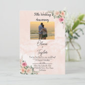 Bright Pink Cream Floral Wedding Jubileum Kaart (Staand voorkant)