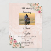 Bright Pink Cream Floral Wedding Jubileum Kaart (Voorkant / Achterkant)