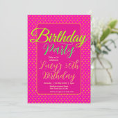 Bright Pink Custom Birthday Party Kaart (Staand voorkant)