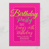 Bright Pink Custom Birthday Party Kaart (Voorkant)