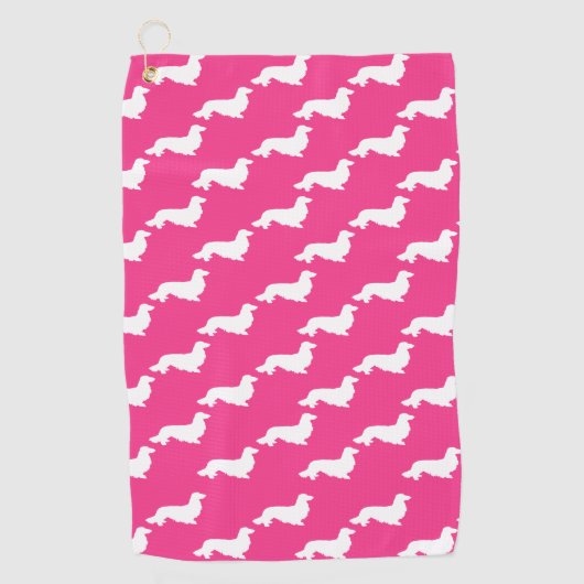 Bright Pink Dachshund Golf Gift Golf Handdoek (Voorkant)