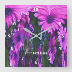 Bright Pink Daisy Flowers Abstract Art Vierkante Klok