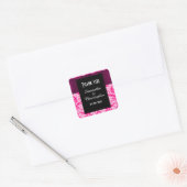 Bright Pink damask dank u Vierkante Sticker (Envelop)