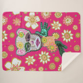 Bright Pink Drollery Floral beroemd gemaakt door N Sherpa Deken (Voorkant (horizontaal))