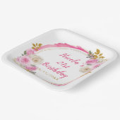 Bright Pink en Gold Elegant Bloemen Verjaardagsfee Papieren Bordje (Gebogen)