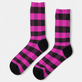 Bright Pink Festive Buffalo Check Plaid Patterned Sokken (Links)