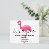 BRIGHT PINK FLAMINGO Save the Date White Aankondigingskaart (Staand voorkant)
