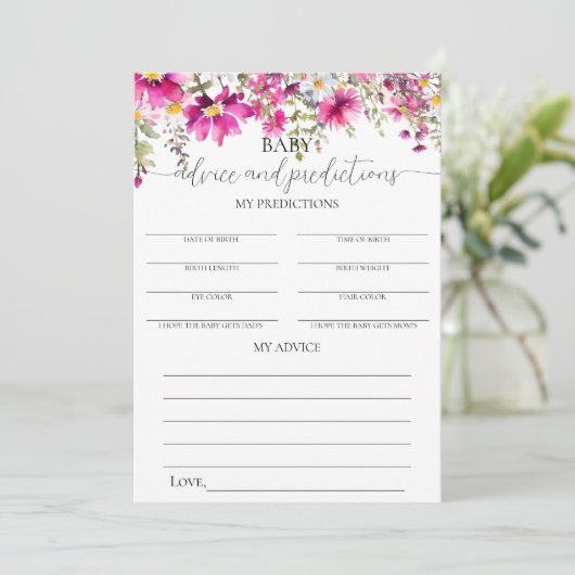Bright Pink Floral Baby Advies & Voorspellingen Sp Kaart (Staand voorkant)