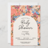 Bright Pink Floral Baby shower Invitation Kaart (Voorkant)