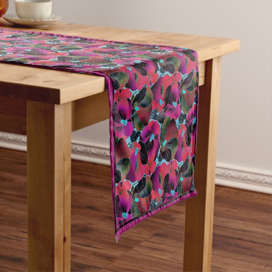 Bright pink floral  medium table runner korte tafelloper (Voorbeeld)