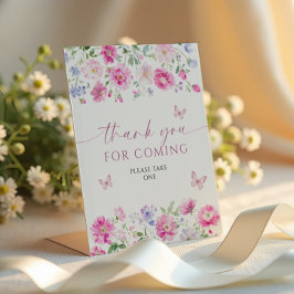 Bright Pink Flowers Bedankt voor Coming Sign Reclamebord Met Voetstuk