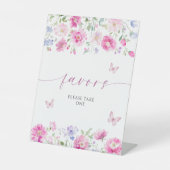 Bright Pink Flowers Favors Reclamebord Met Voetstuk (Voorkant)