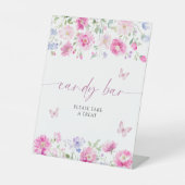 Bright Pink Flowers Snoep Bar Reclamebord Met Voetstuk (Voorkant)