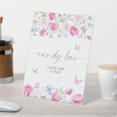 Bright Pink Flowers Snoep Bar Reclamebord Met Voetstuk (Insitu)