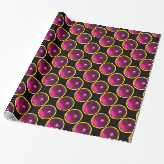 BRIGHT PINK FUCHSIA AMETHYST GEM STONES CADEAUPAPIER (Uitgerold)