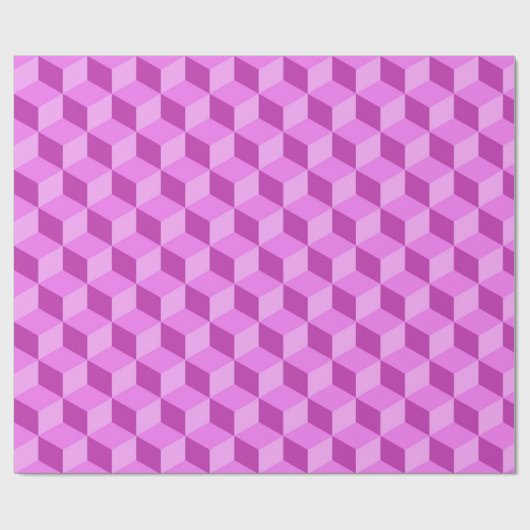 BRIGHT PINK GEOMETRIC CUBE PATTERNEN CADEAUPAPIER (Vlak)