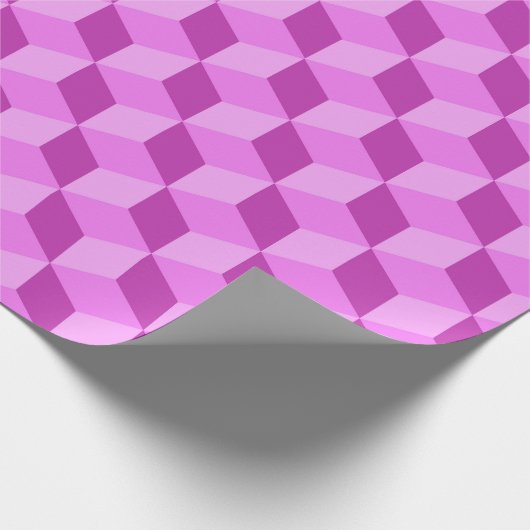 BRIGHT PINK GEOMETRIC CUBE PATTERNEN CADEAUPAPIER (Hoek)